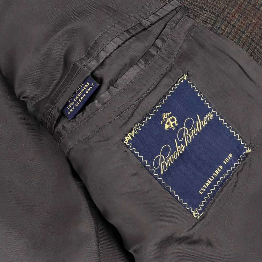 Brooks Brothers Wool Cashmere Plaid Italy Size 45R - Picture 7 of 8